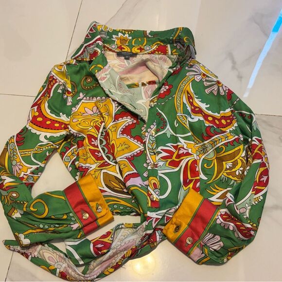 Haute Hippie Green and Red Paisley Shirt - Picture 4 of 5